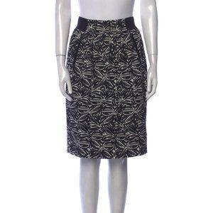 Lafayette 148 New York Womens Black White Pattern Elastic Waist Skirt SIZE 10